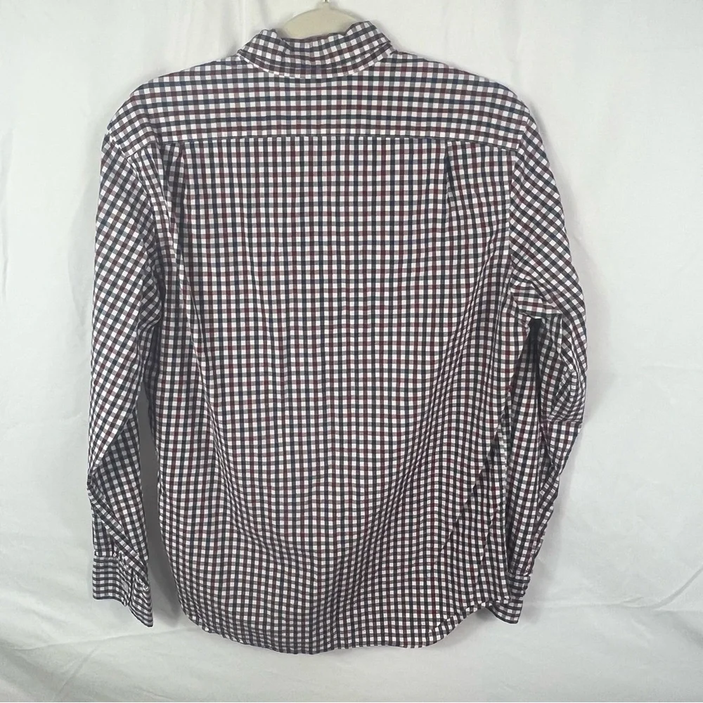 J. Crew Men's Burgundy and Navy Plaid Shirt